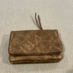 HOBO Metallic Brown Quilted Clutch